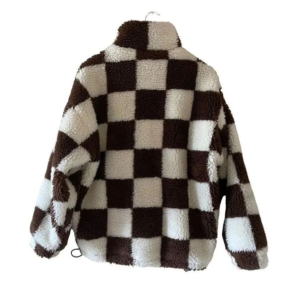 ZARA MEN combination checkered/ plaid fleece jacket  Oversized Cozy SZ S - Picture 4 of 16